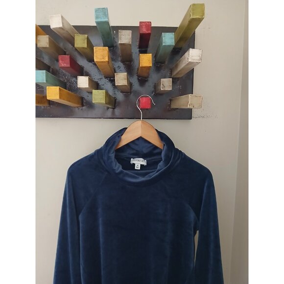 Evereve Milo Velour Funnel Neck Pullover Top Size XS Blue Supersoft Cozy - Picture 2 of 10